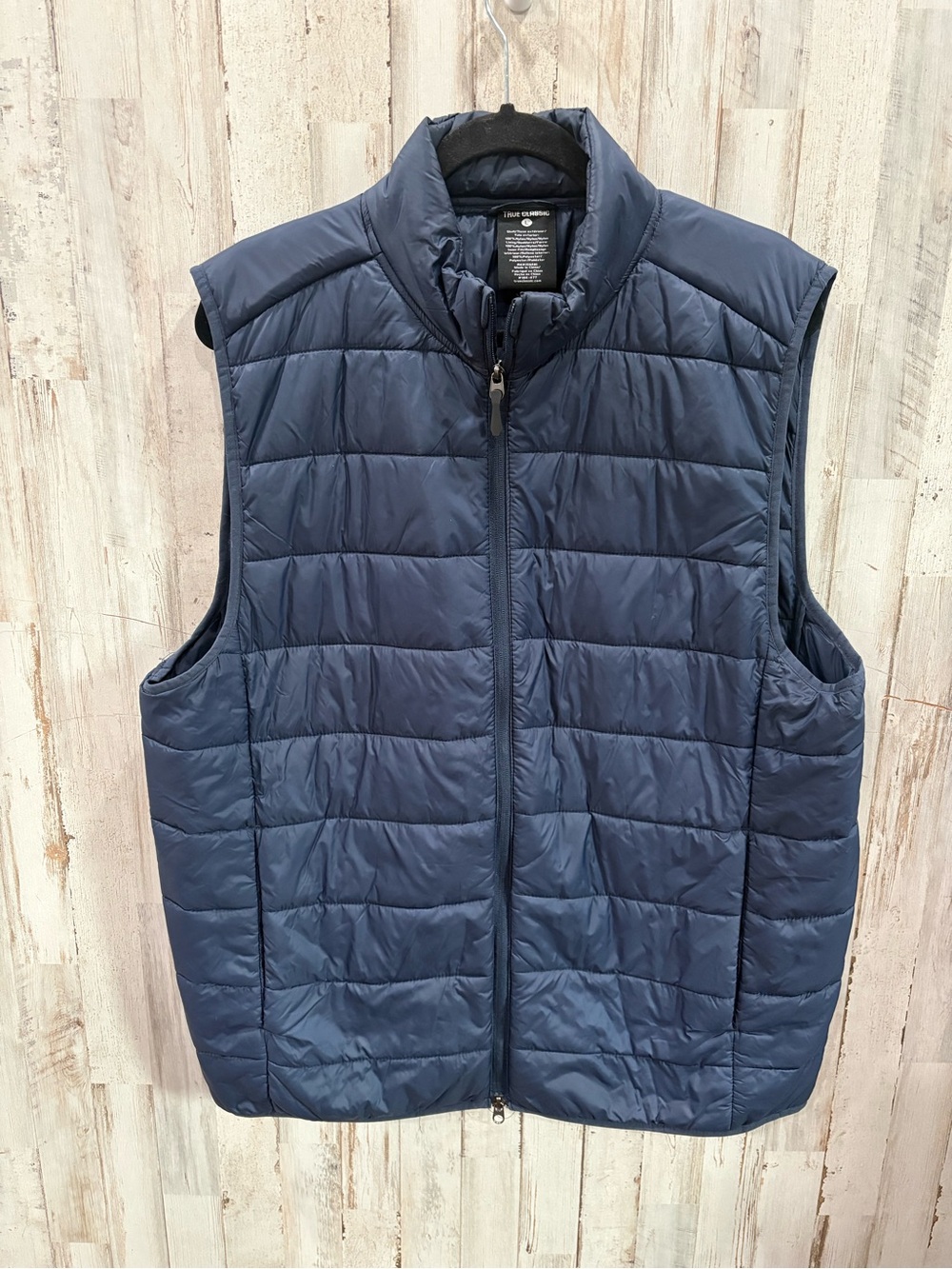 True Classic Quilted Puffer Vest Navy Blue Size Large Full Zip Lightweight Mens